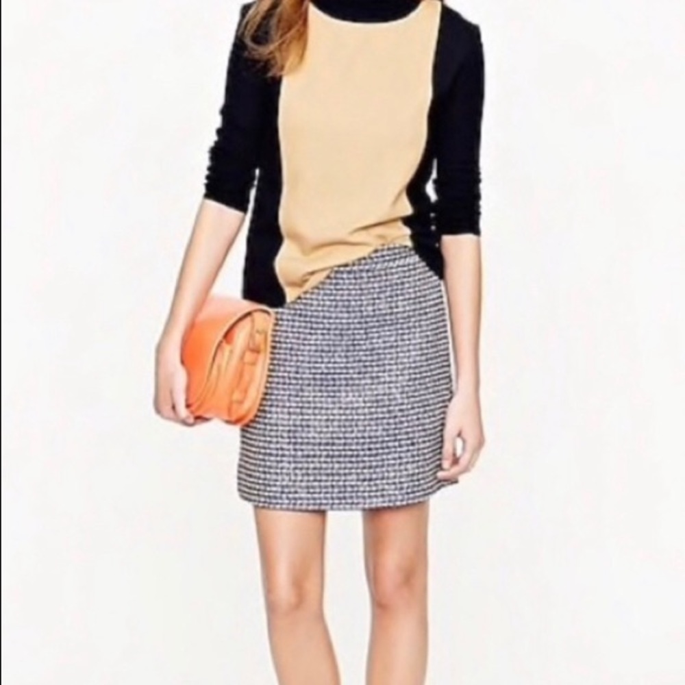 J Crew Women Postage stamp Mini Skirt Navy Tweed 0